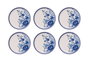 Hermia Juego de Platos para Postre, Porcelana, Azul y Blanco, 6 Piezas, 19.3 x 19.3 x 2 cm